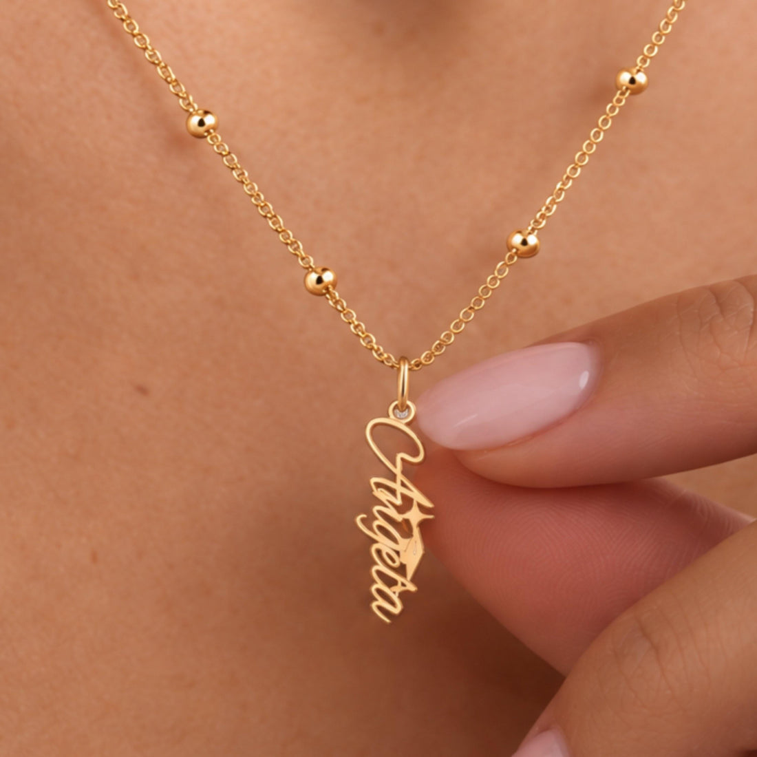 Angela Cursive Name Charm Necklace