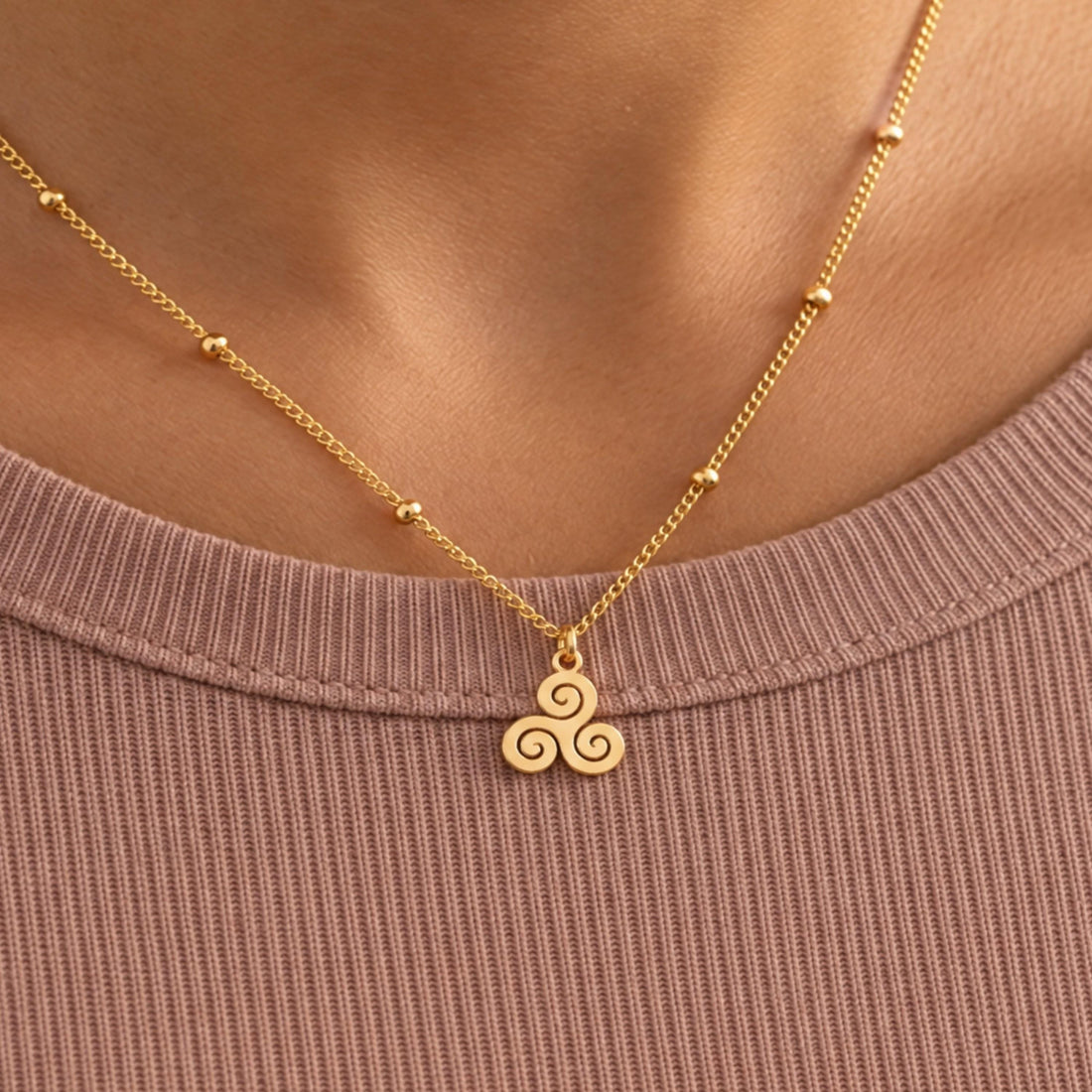 Triskelion Symbol Charm Necklace