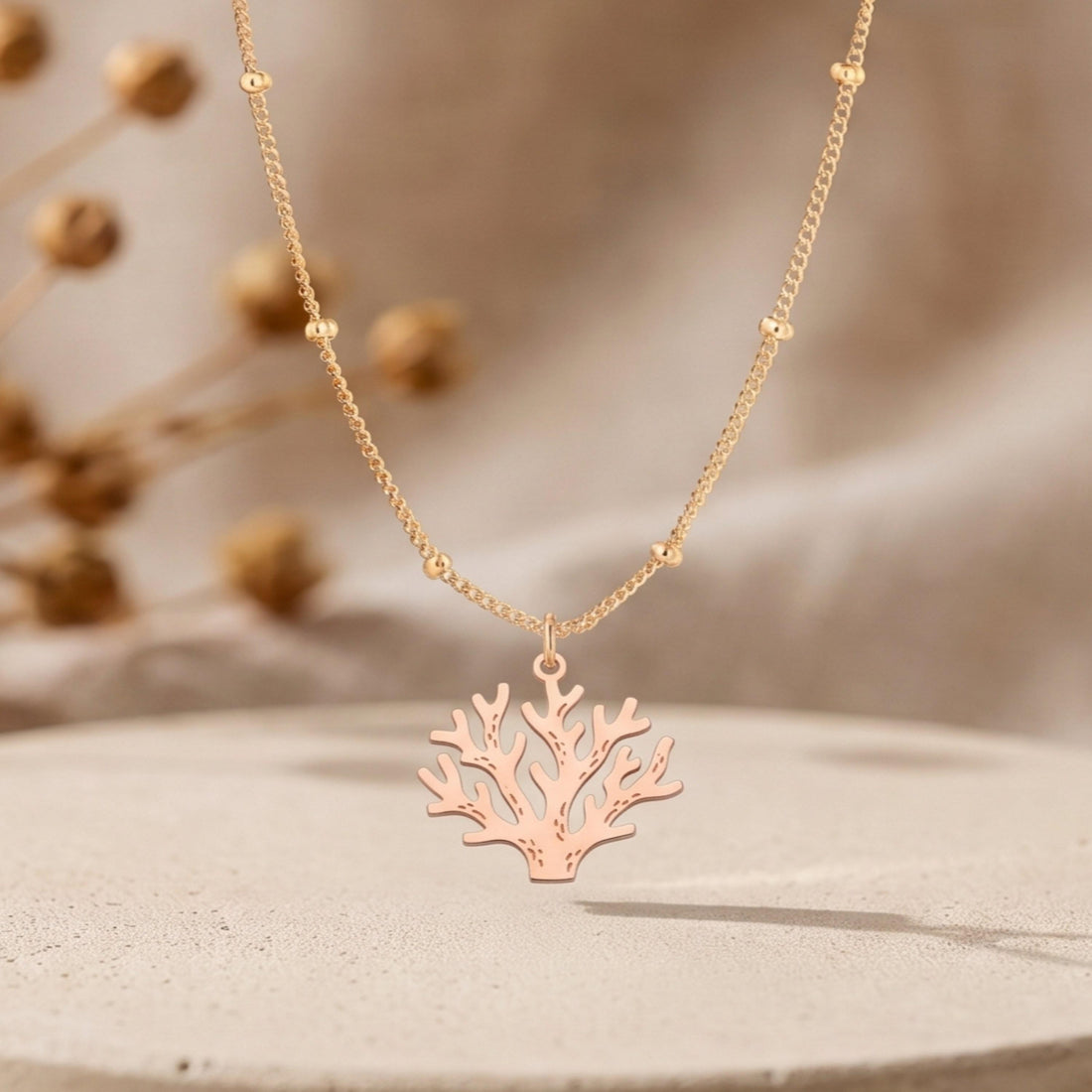 Coral Branch Charm Necklace