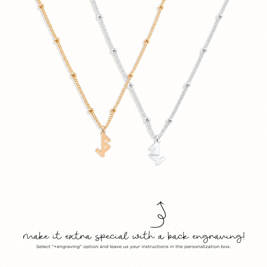 Flat Monogram Letter Charm Necklace