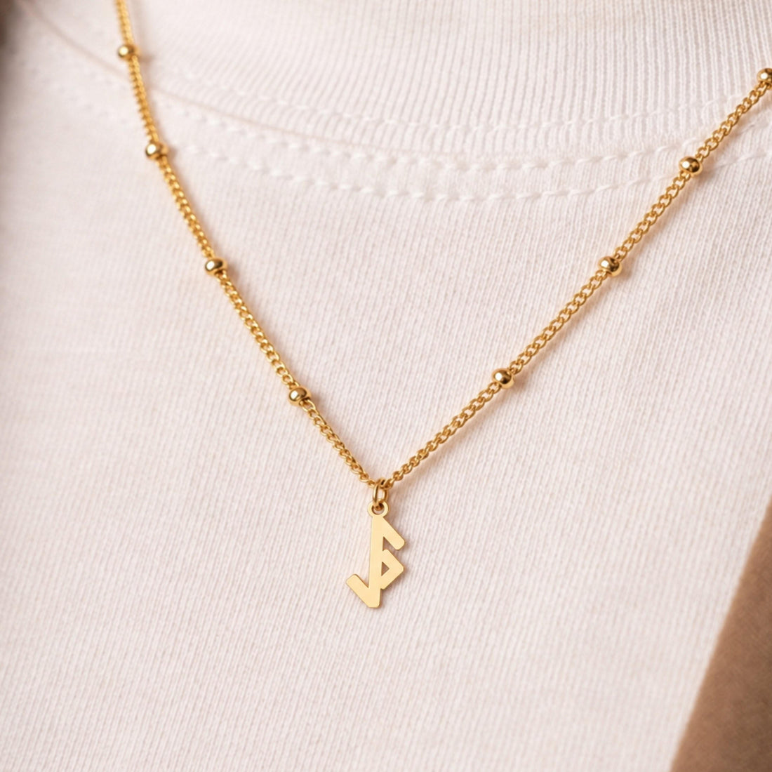 Flat Monogram Letter Charm Necklace