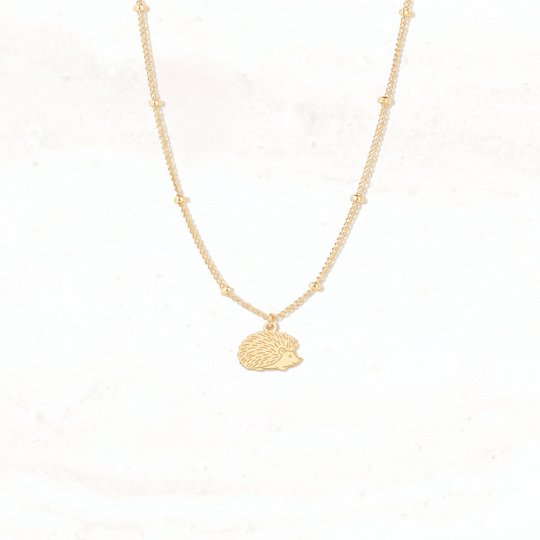 Hedgehog Beady Chain Charm Necklace