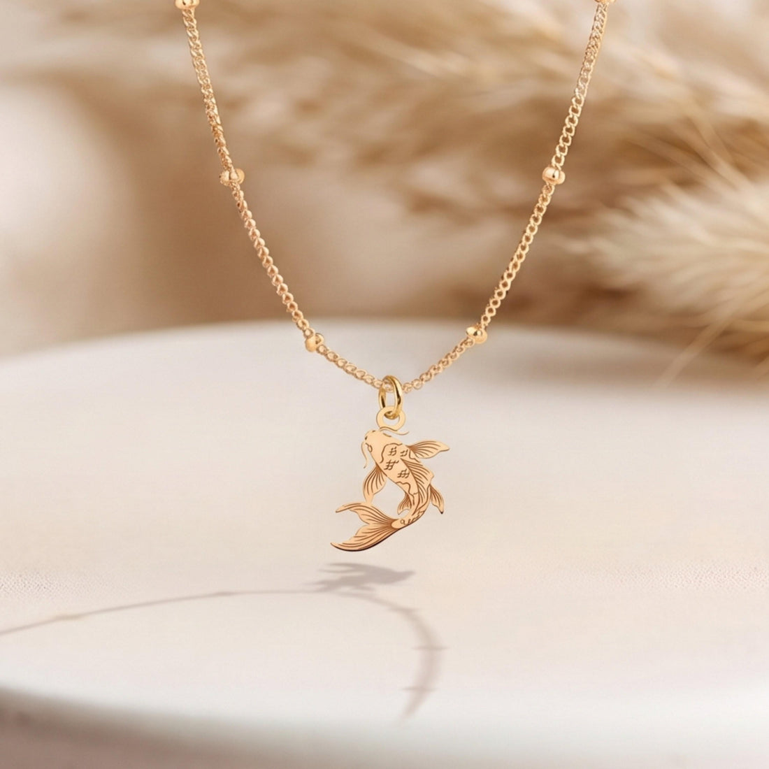 Koi Fish Beady Chain Charm Necklace