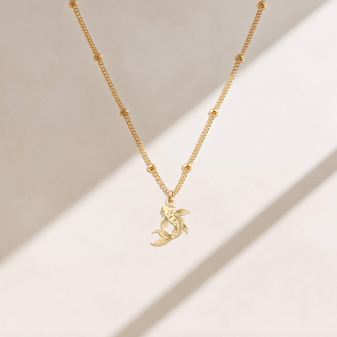 Koi Fish Beady Chain Charm Necklace