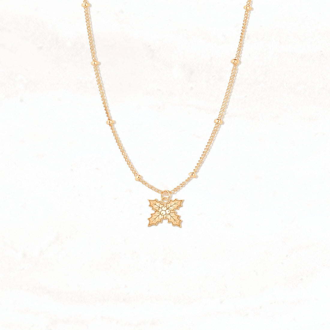 Holly Leaves Charm Necklace