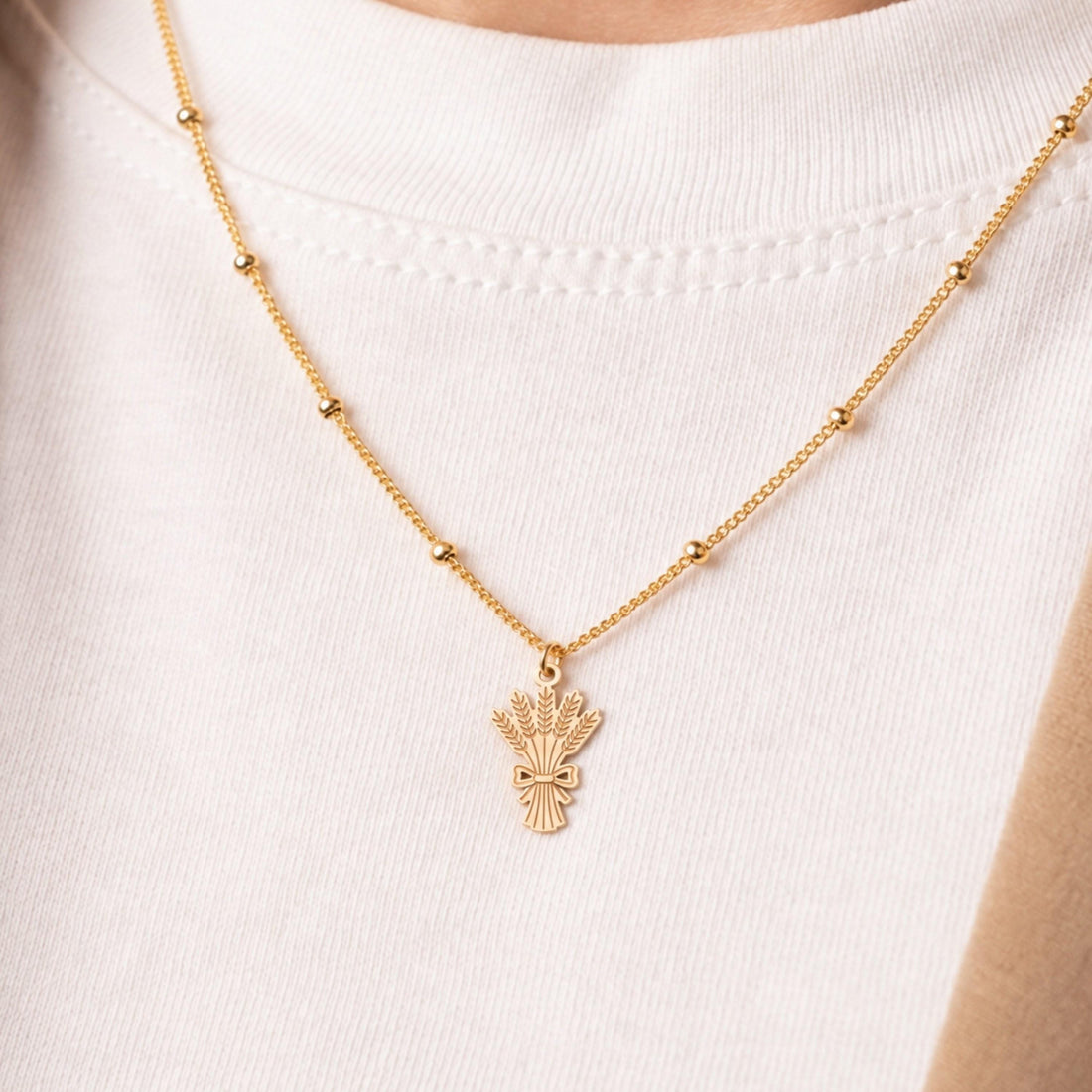 Wheat Sheaf Charm Necklace