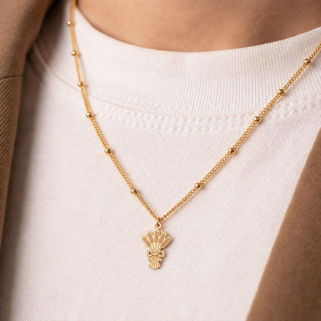 Wheat Sheaf Charm Necklace