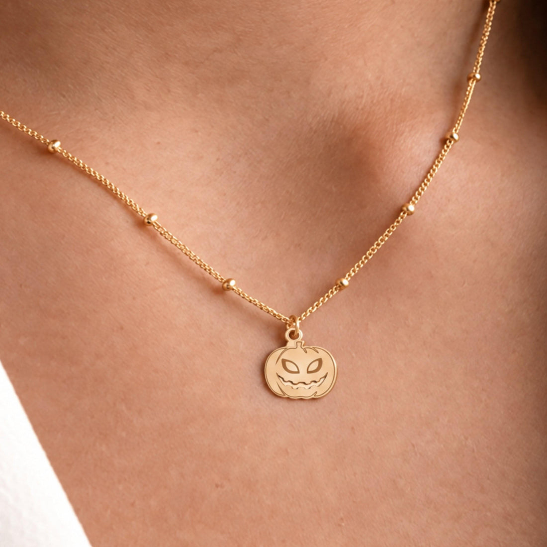 Jack O Lantern Charm Necklace