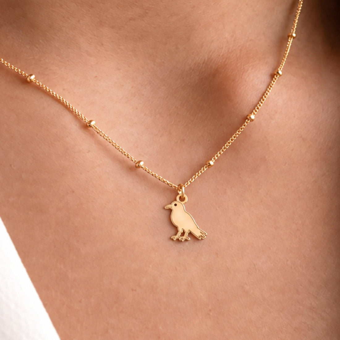 Perched Bird Charm Necklace