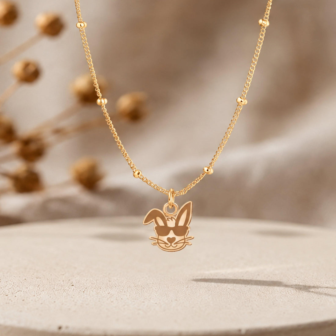 Rabbit Sunglasses Charm Necklace