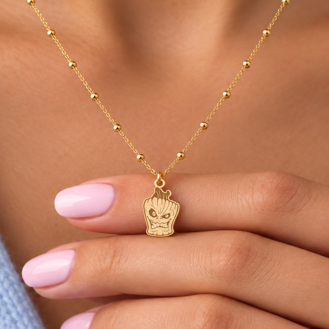 Baby Groot Face Charm Necklace