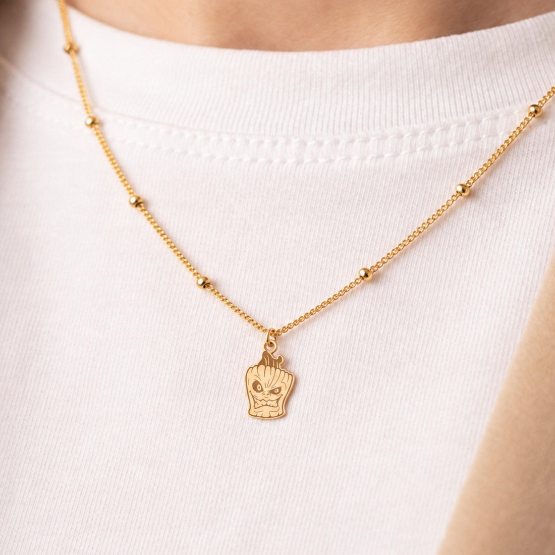 Baby Groot Face Charm Necklace