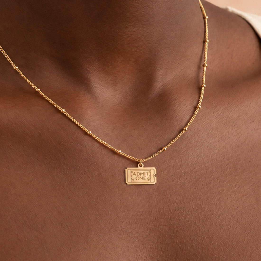 Admit One Ticket Charm Necklace