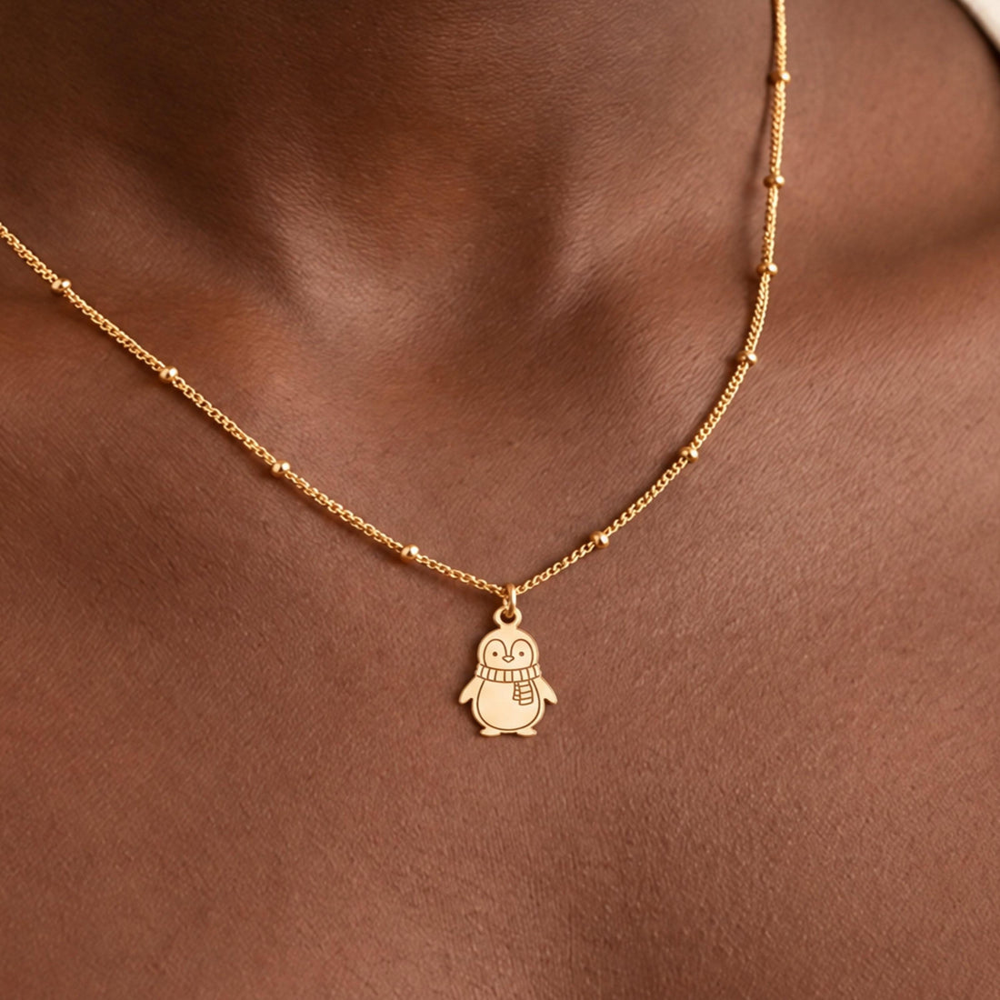 Penguin With Scarf Charm Necklace