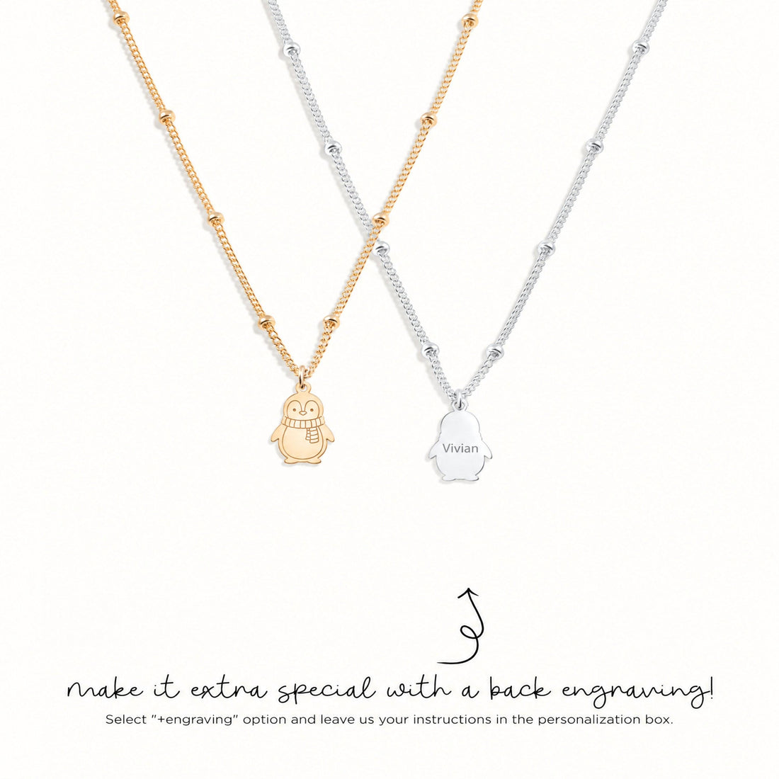 Penguin With Scarf Charm Necklace