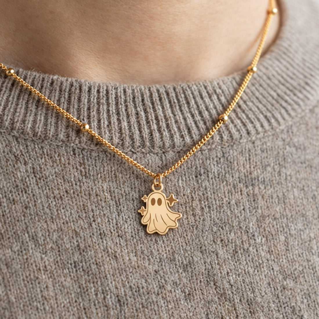 Floating Ghost Charm Necklace