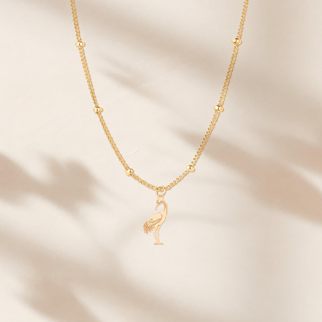 Crane Bird Charm Necklace