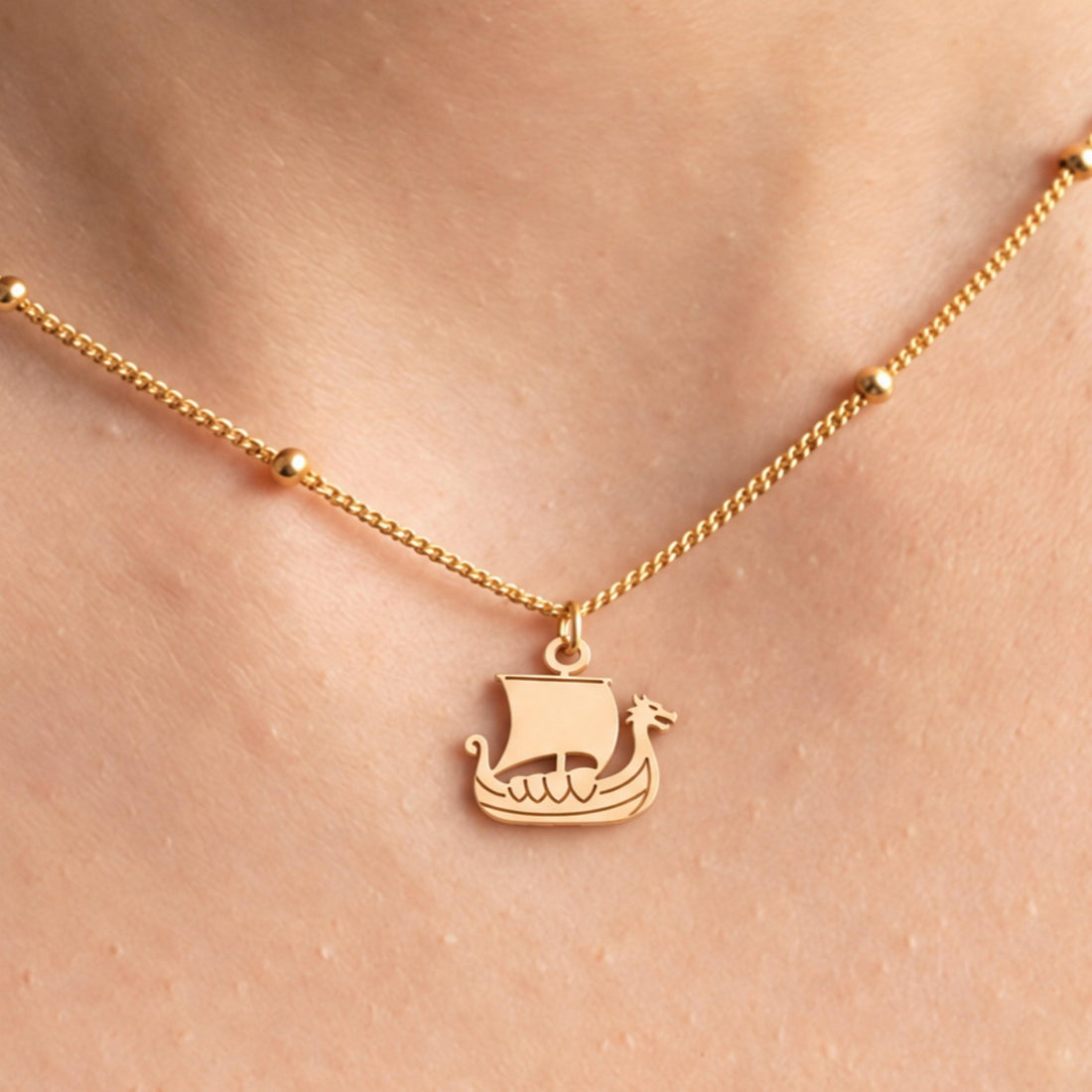 Viking Ship Charm Necklace