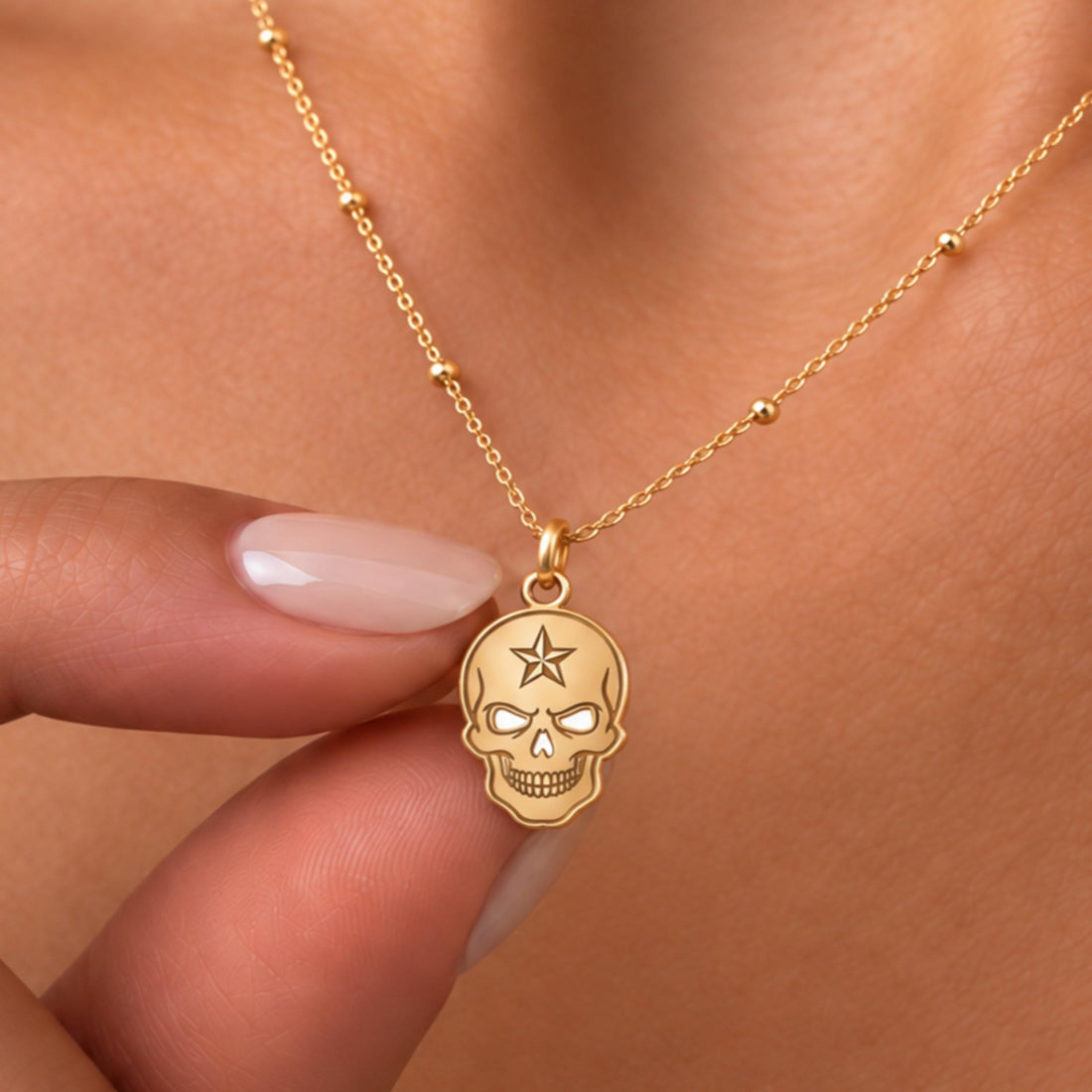 Star Skull Charm Necklace