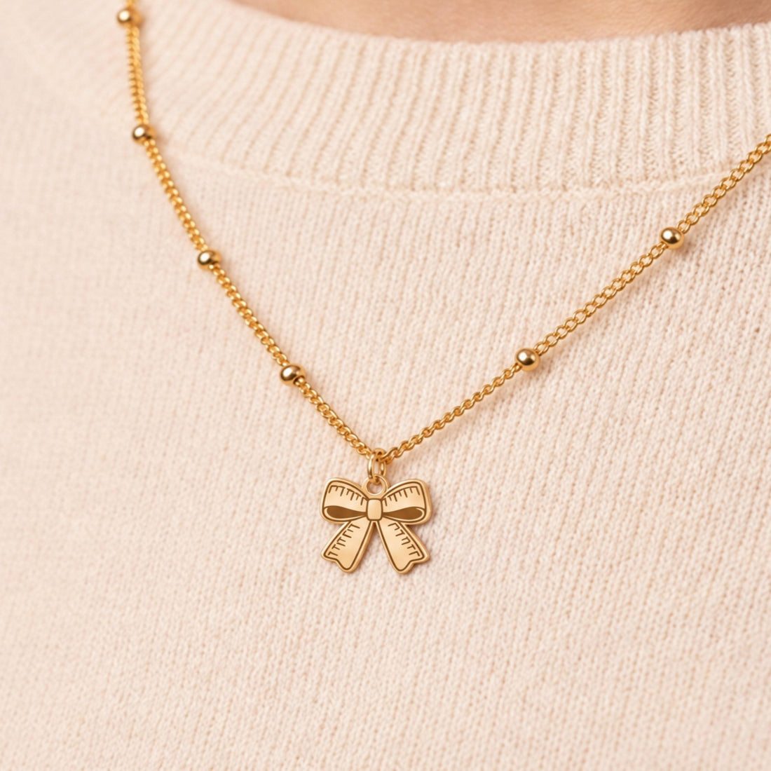Ribbon Bow Charm Necklace
