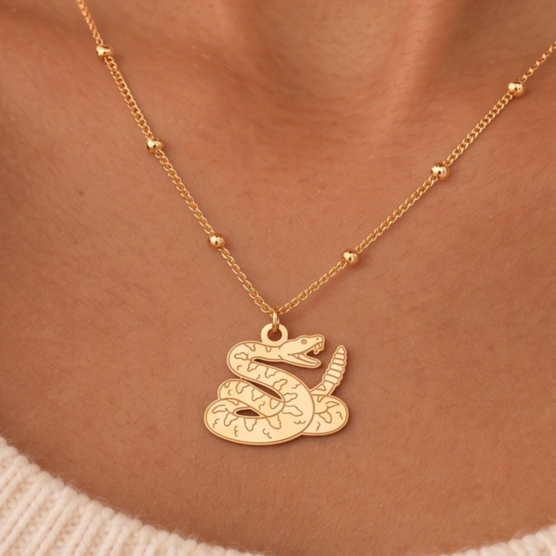 Coiled Snake Charm Necklace
