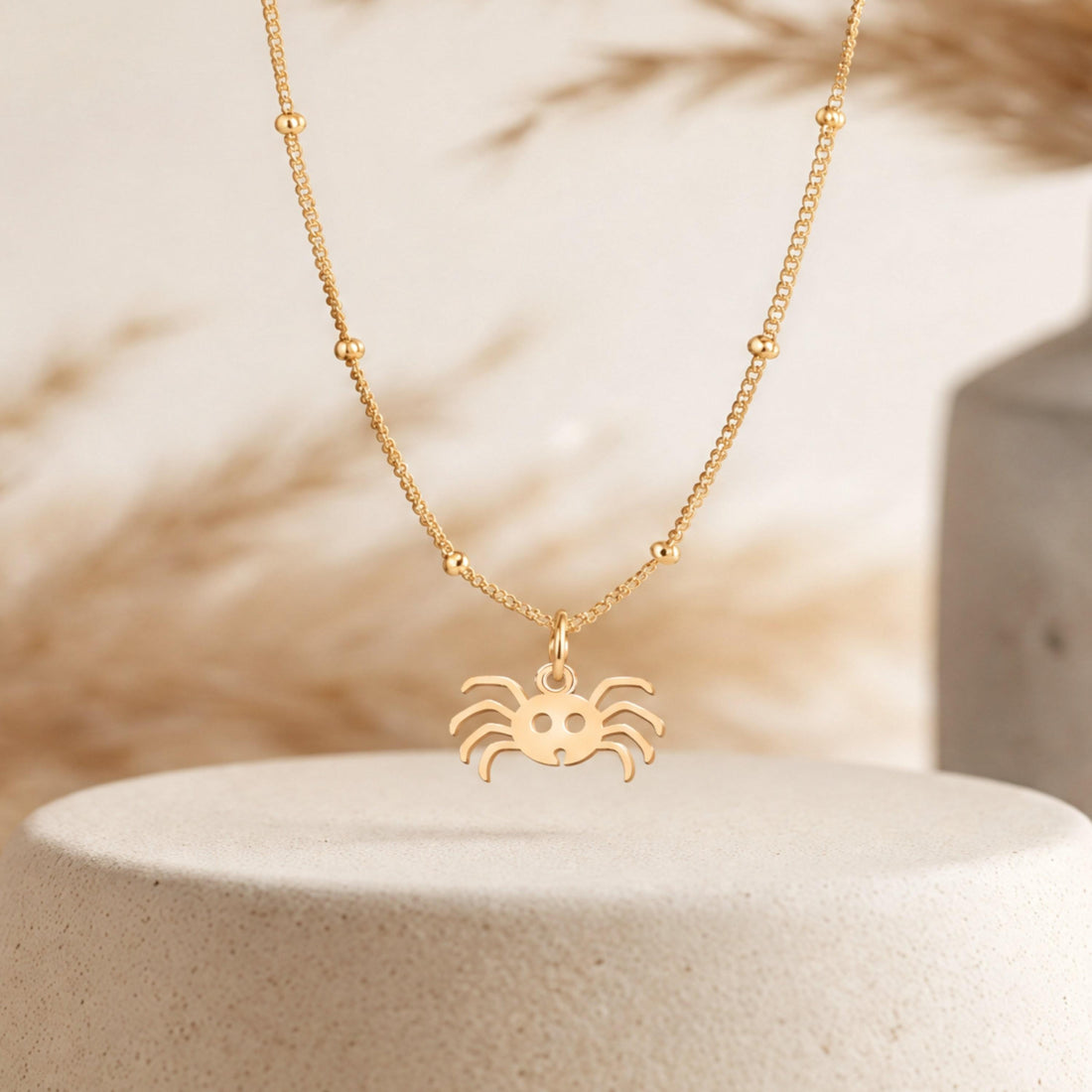 Flat Spider Charm Necklace