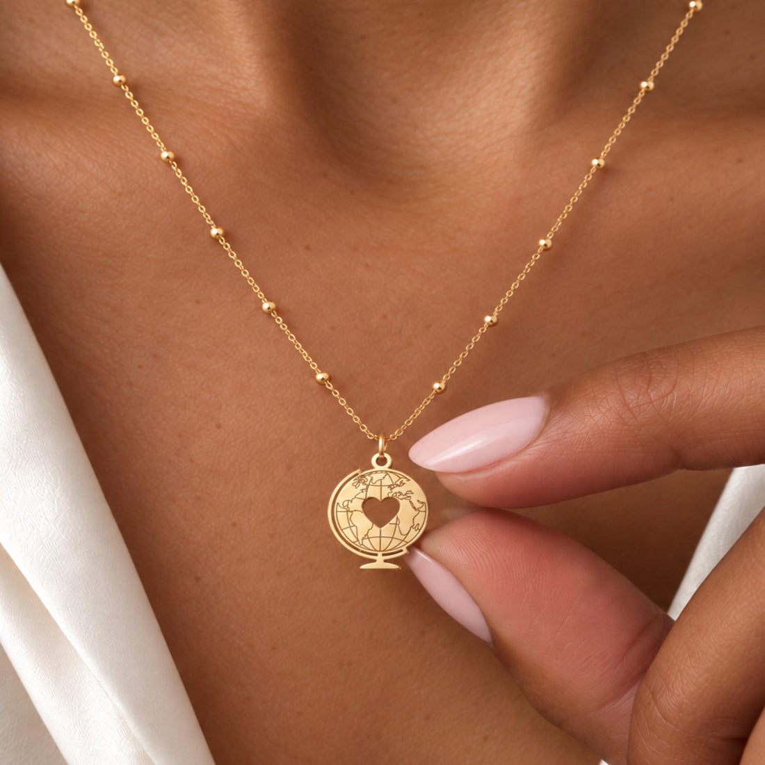 World Globe Charm Necklace
