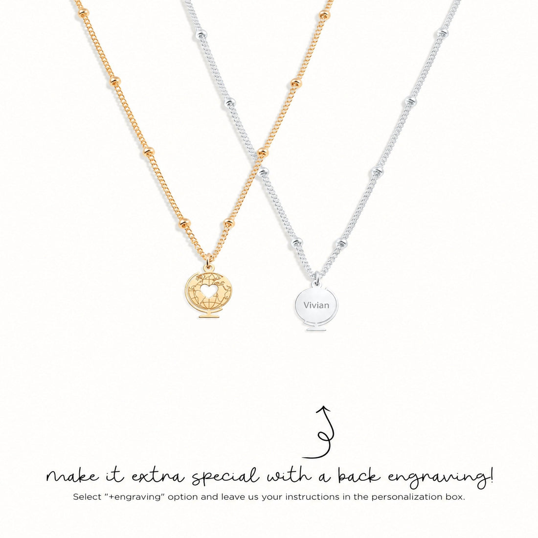 World Globe Charm Necklace