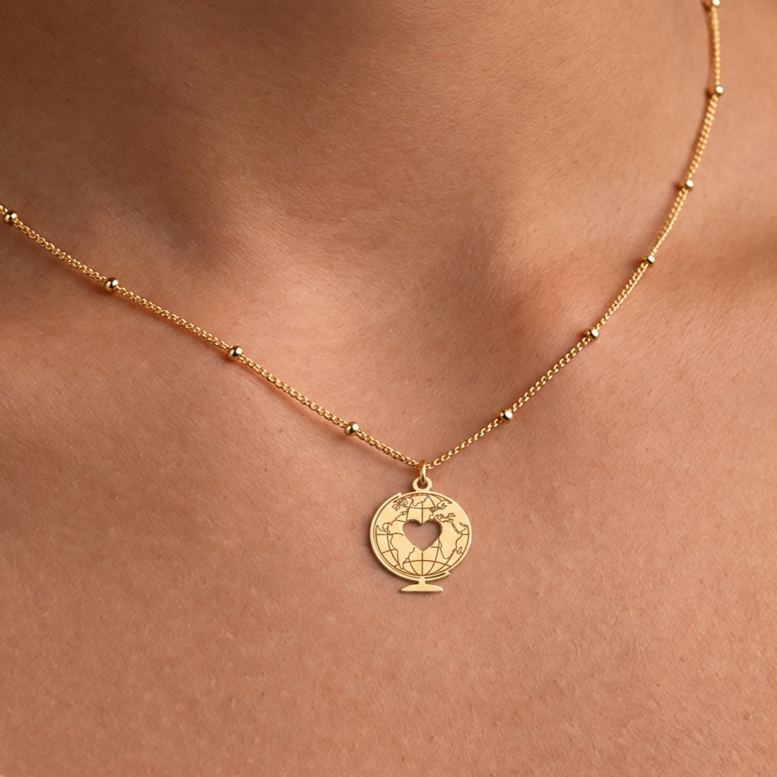 World Globe Charm Necklace