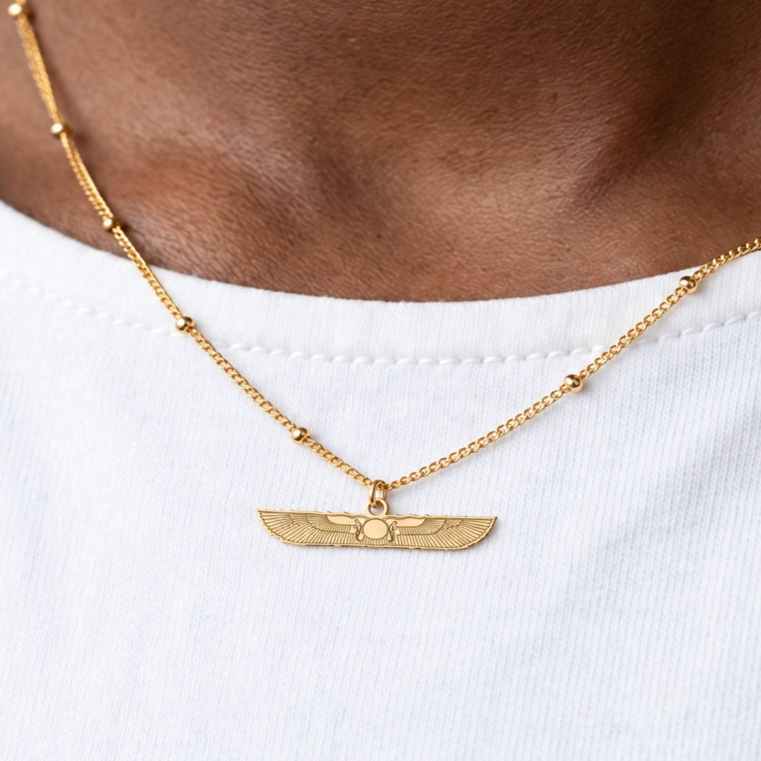 Winged Scarab Charm Necklace