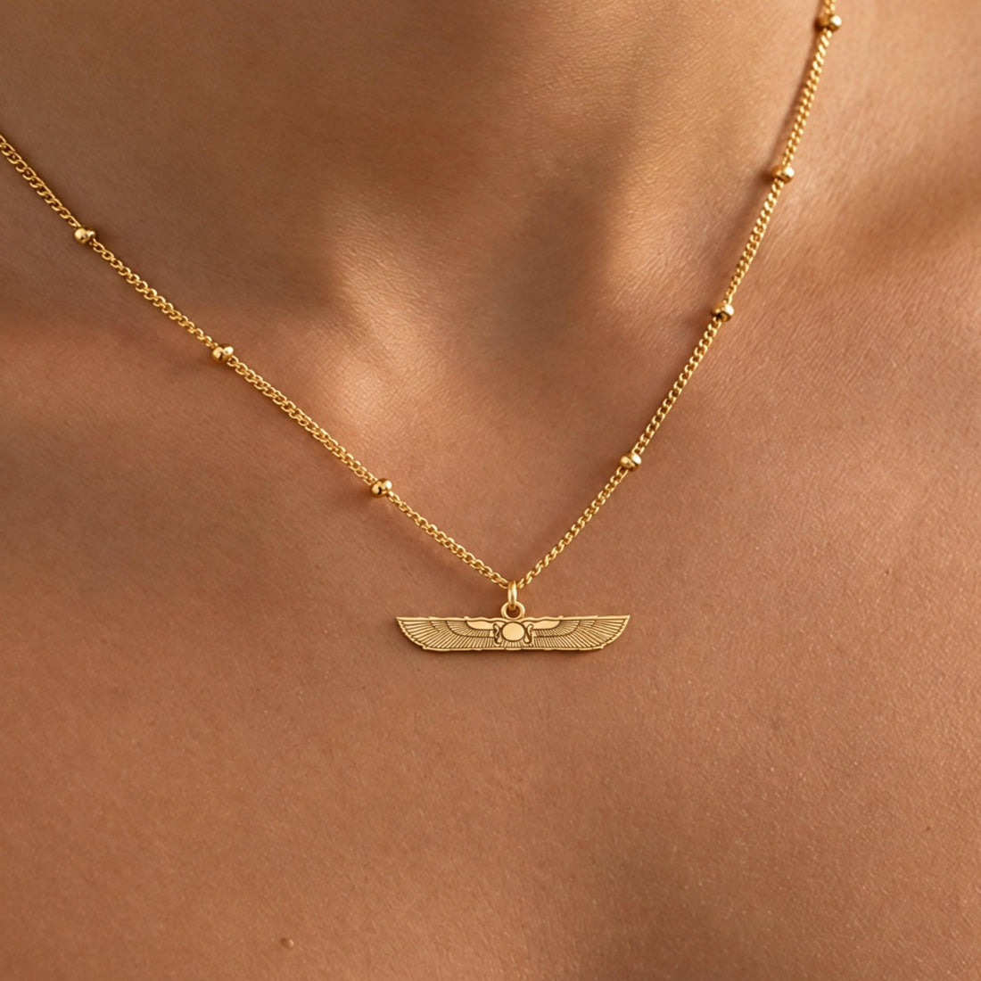 Winged Scarab Charm Necklace