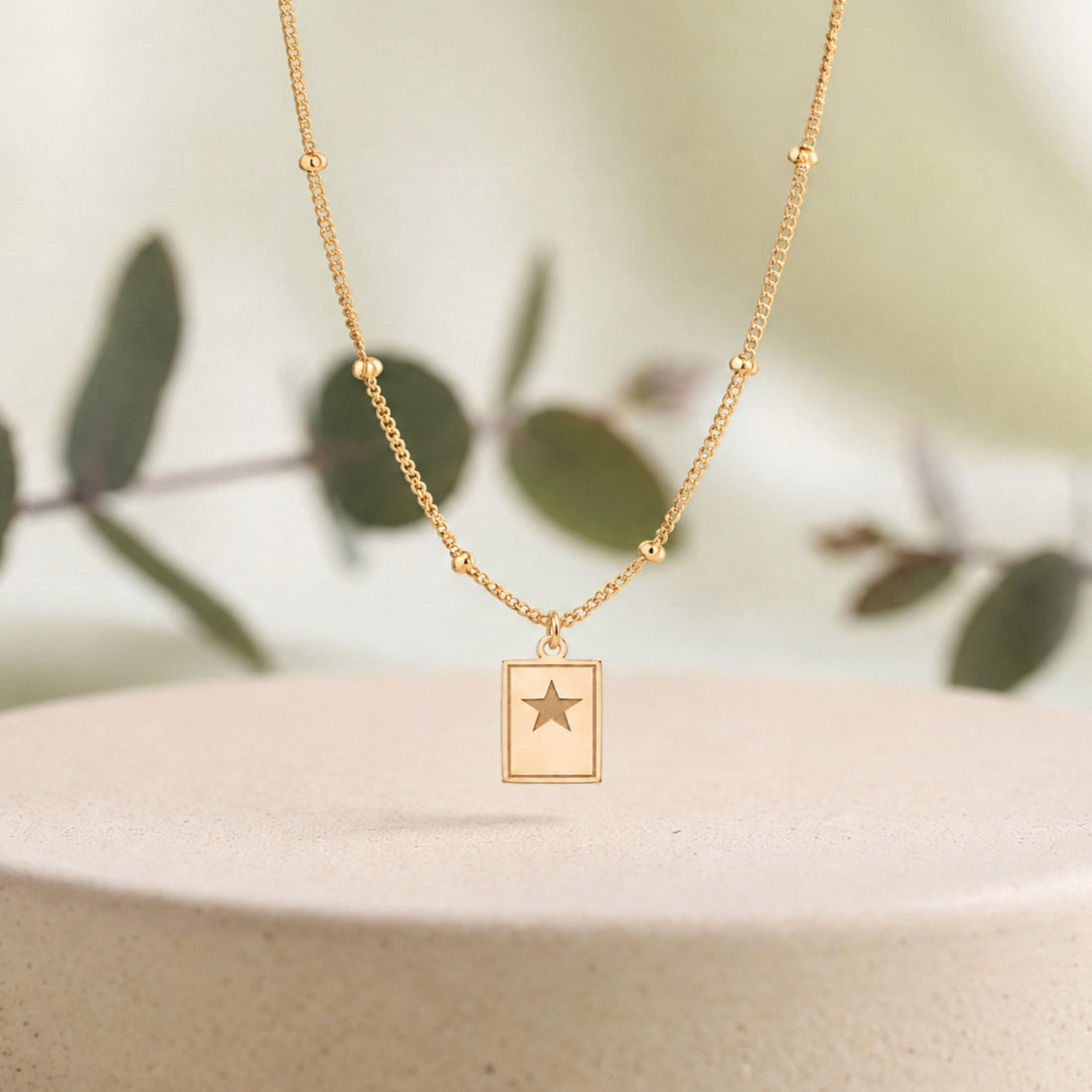 Star Plaque Charm Necklace