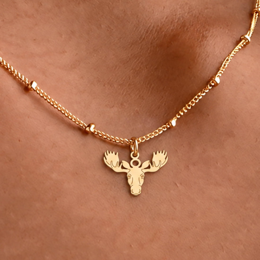 Moose Head Charm Necklace