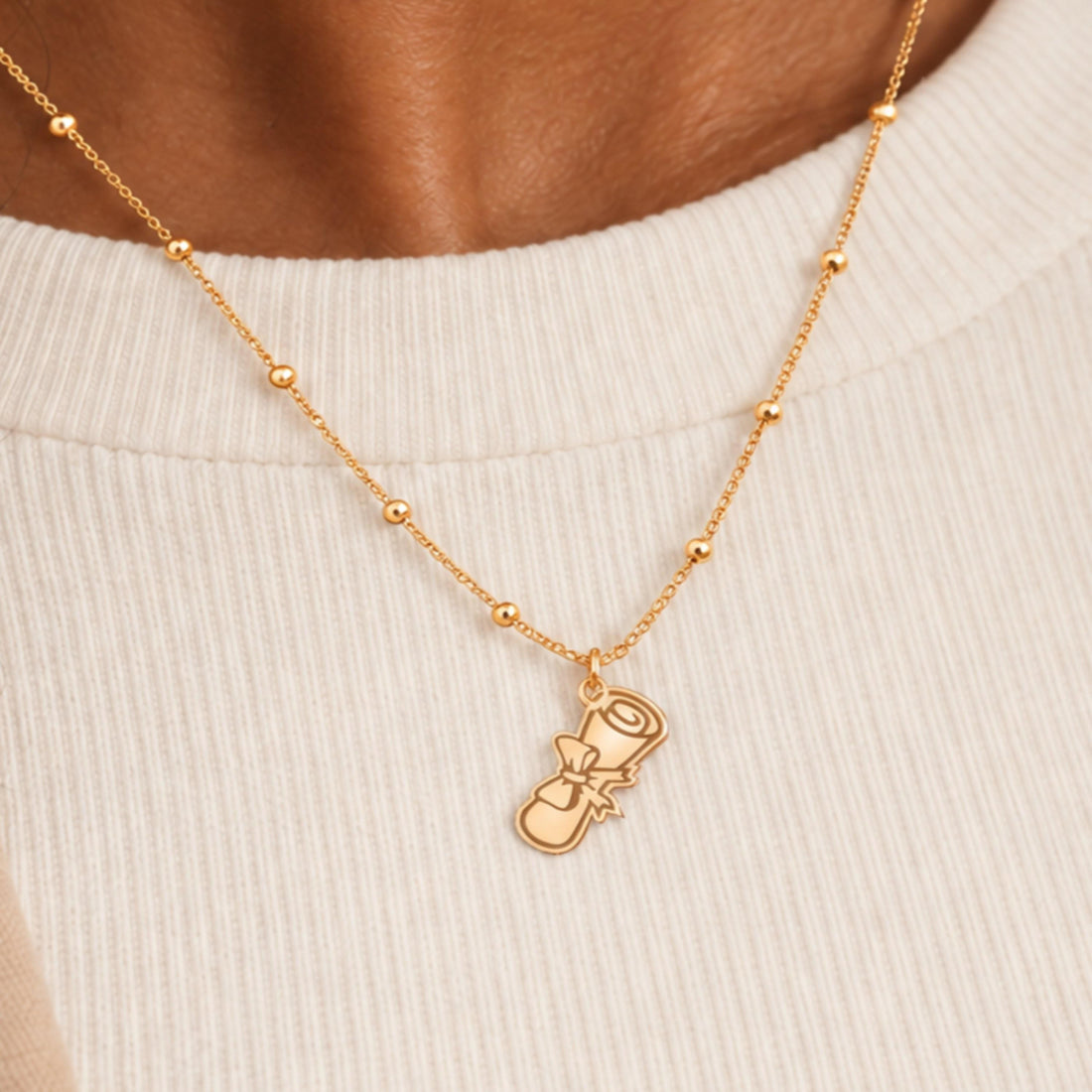 Graduation Scroll Charm Necklace