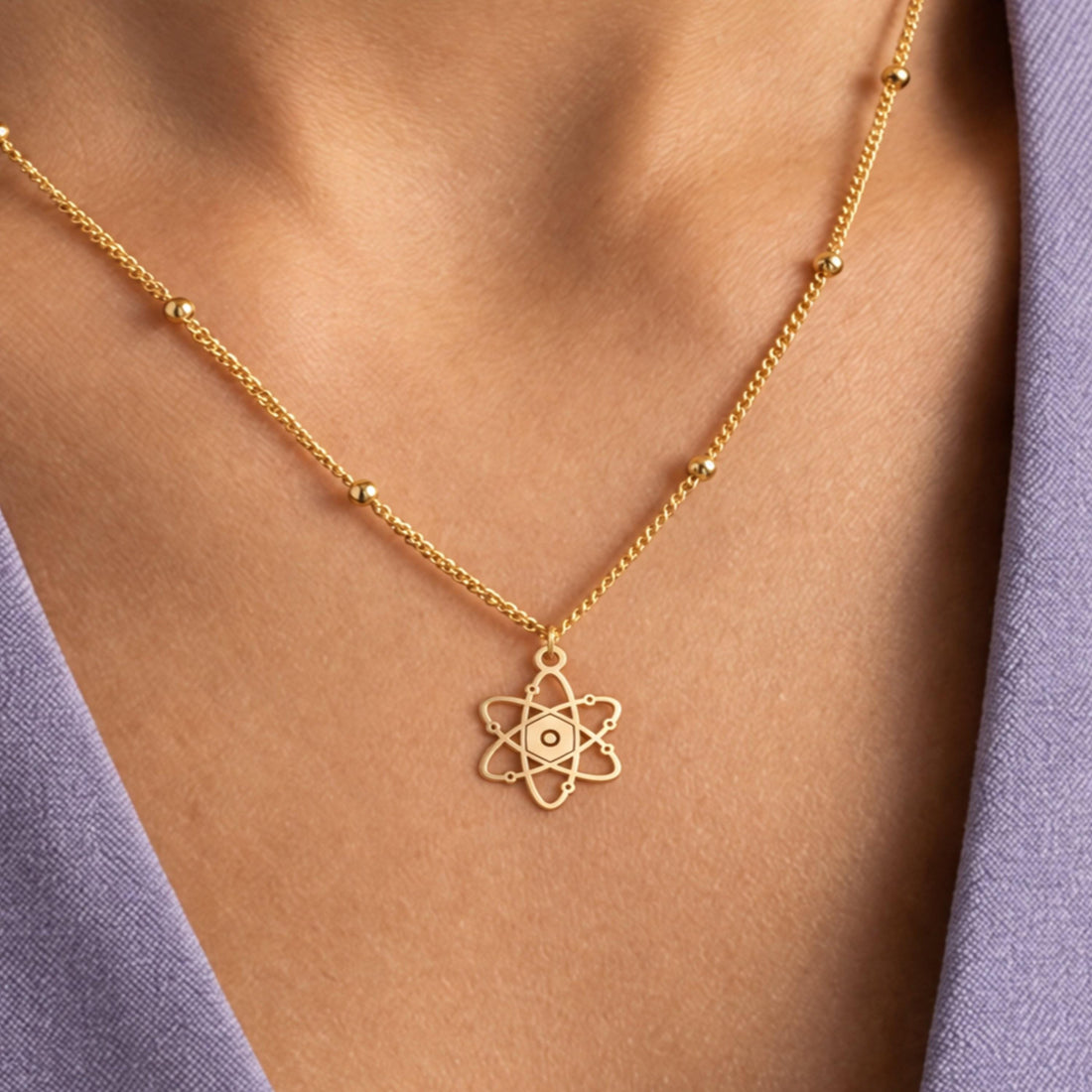 Atom Symbol Charm Necklace