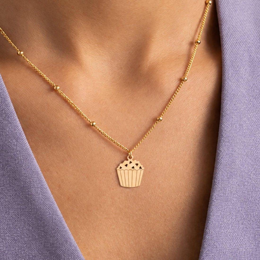 Cupcake Muffin Charm Necklace