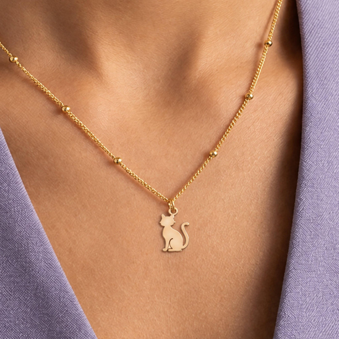 Cat Profile Charm Necklace