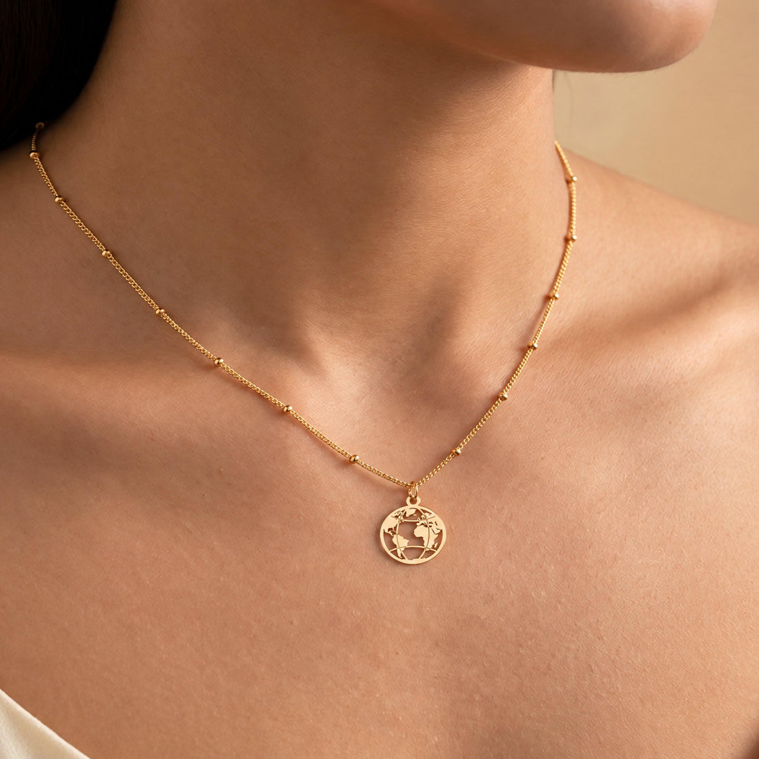 World Globe Charm Necklace