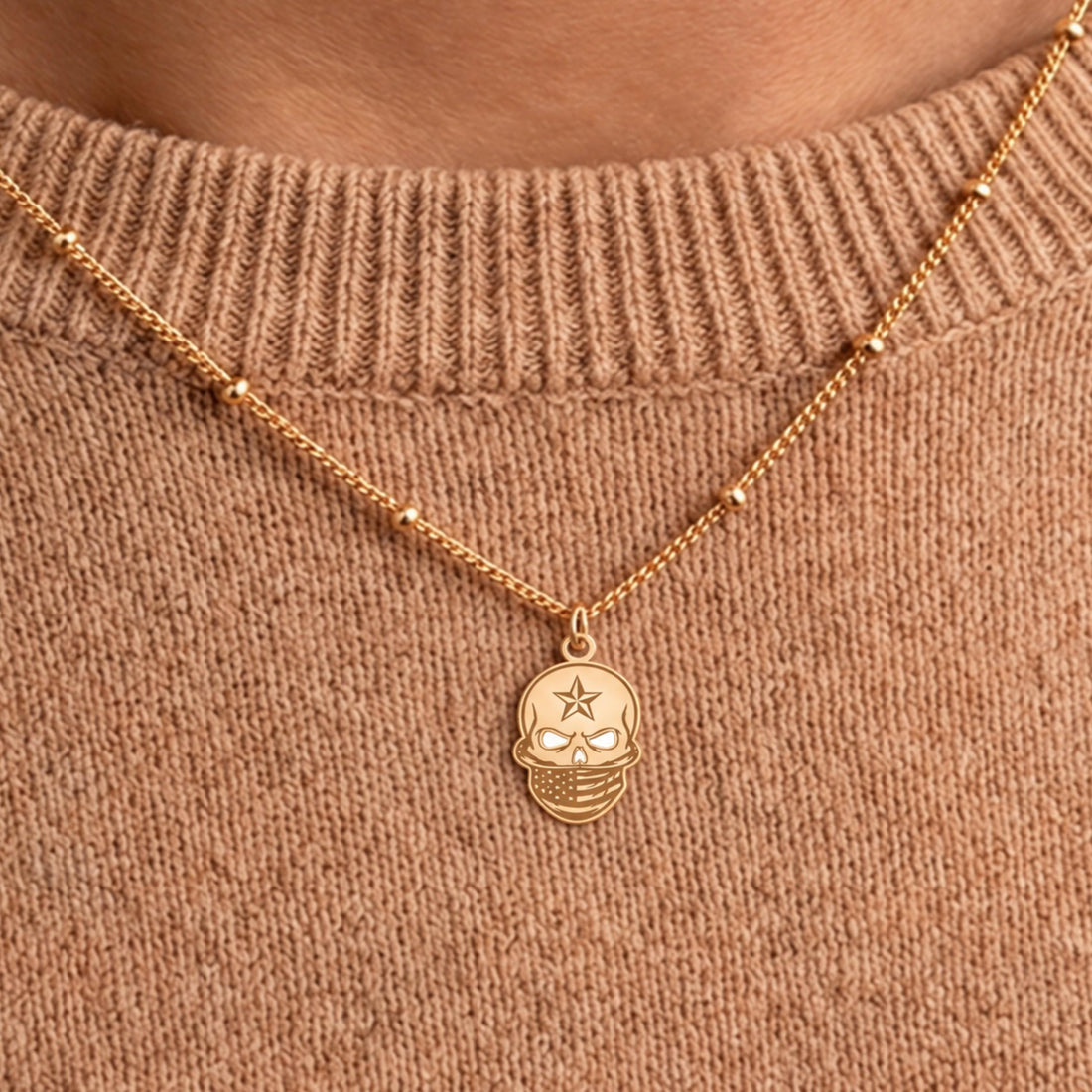Bandana Skull Charm Necklace