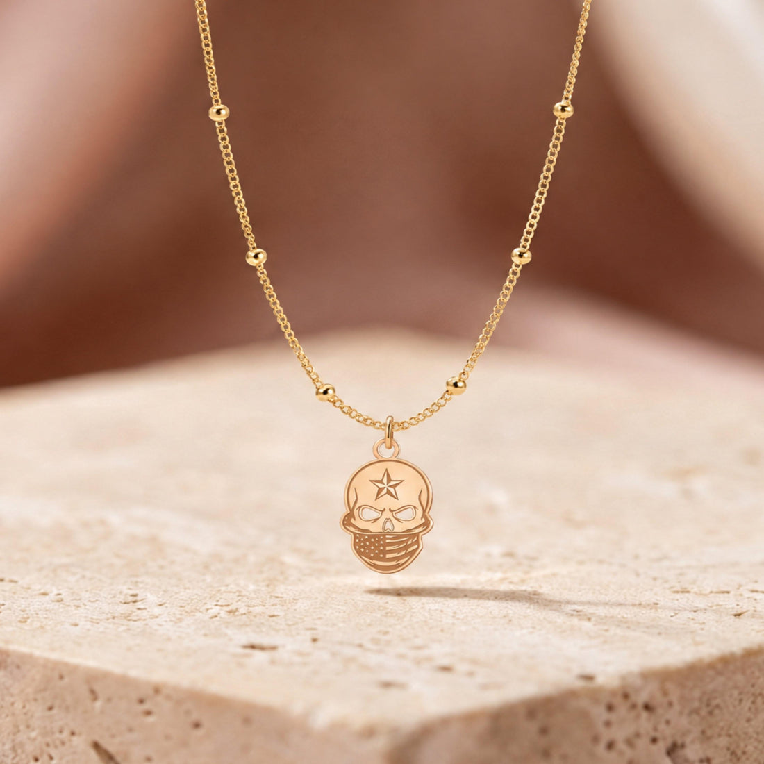 Bandana Skull Charm Necklace