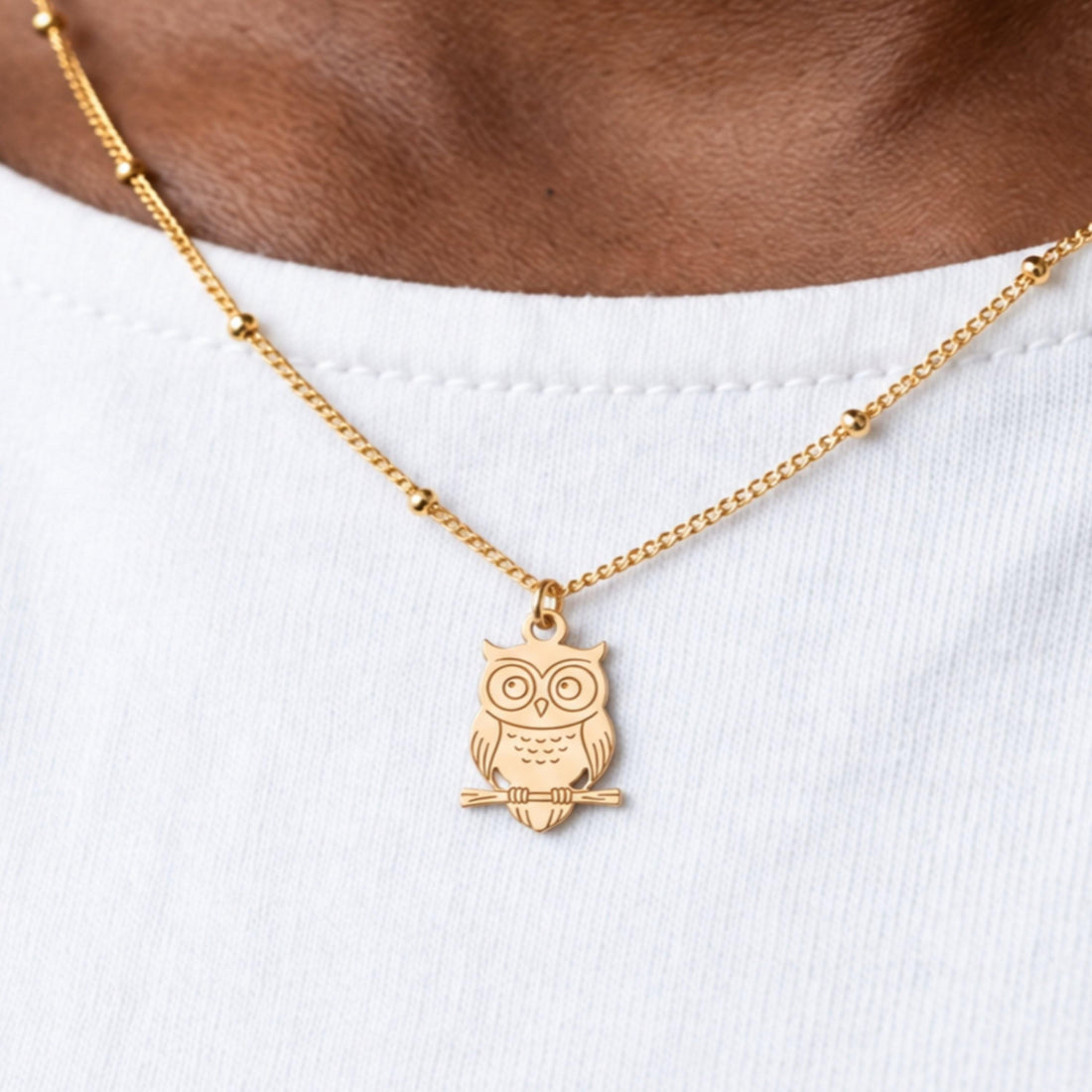 Owl on Branch Charm Necklace