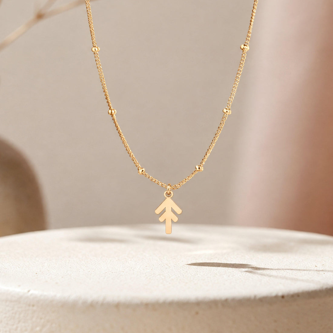 Rune Double Arrow Charm Necklace