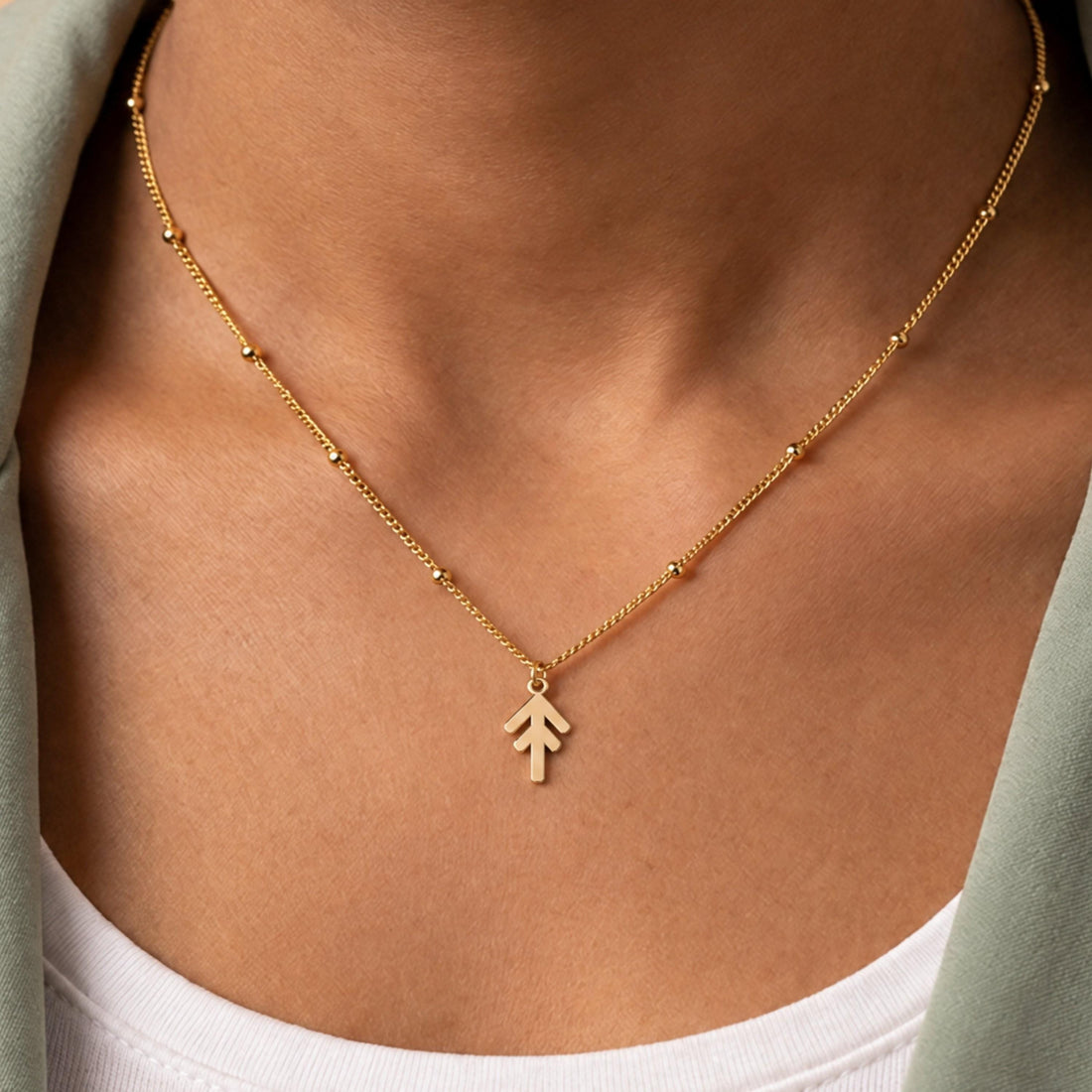 Rune Double Arrow Charm Necklace
