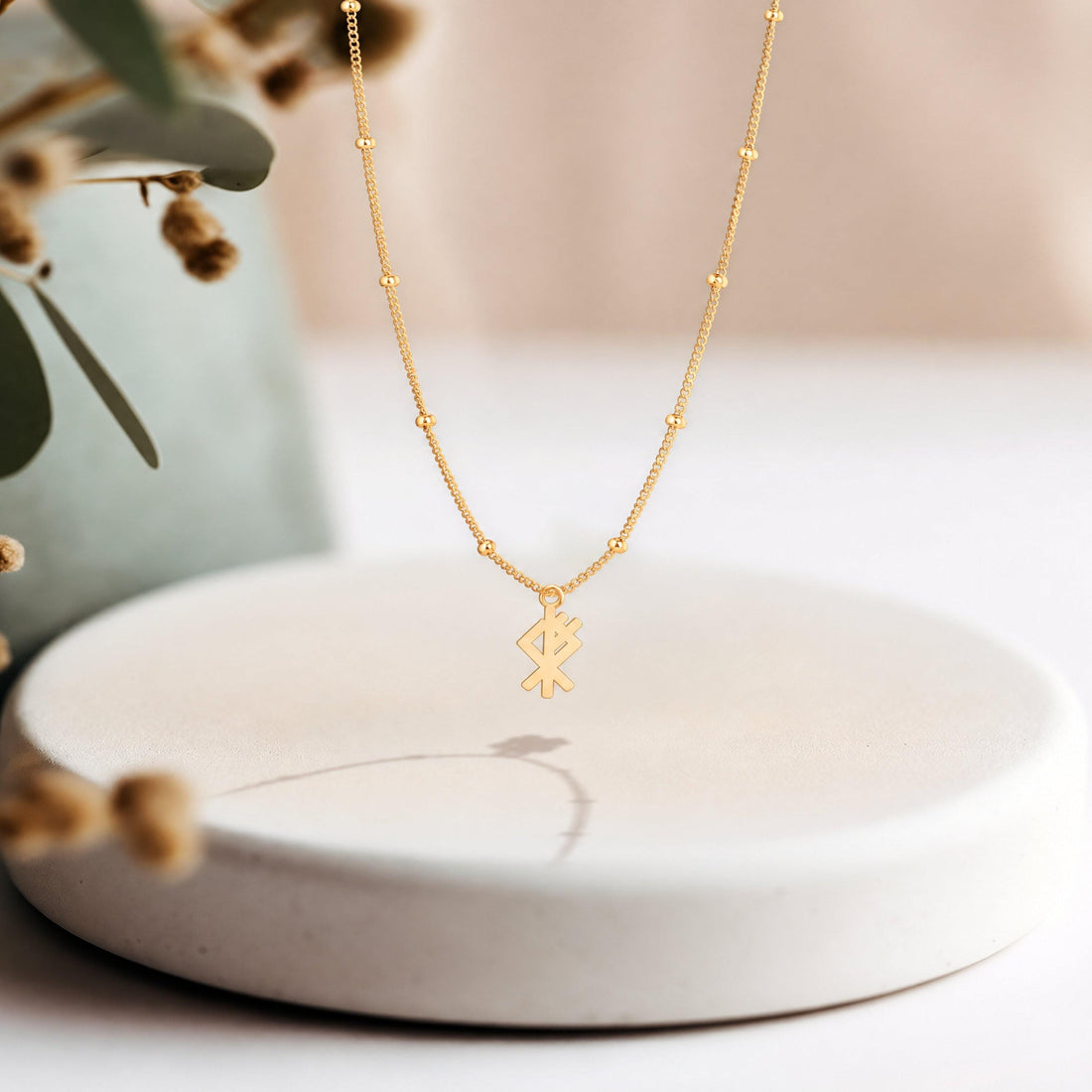 Rune Double Arrow Charm Necklace