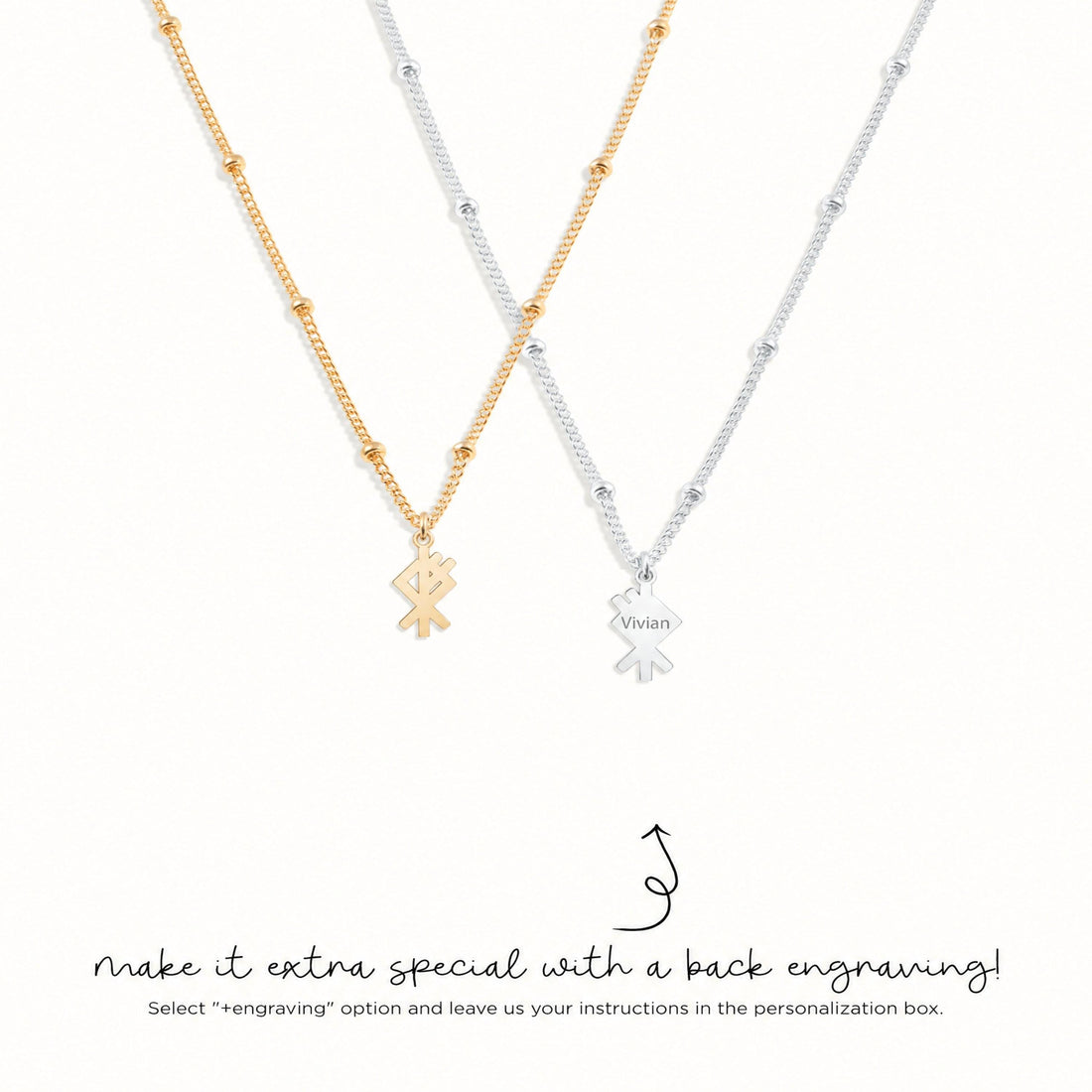 Rune Double Arrow Charm Necklace