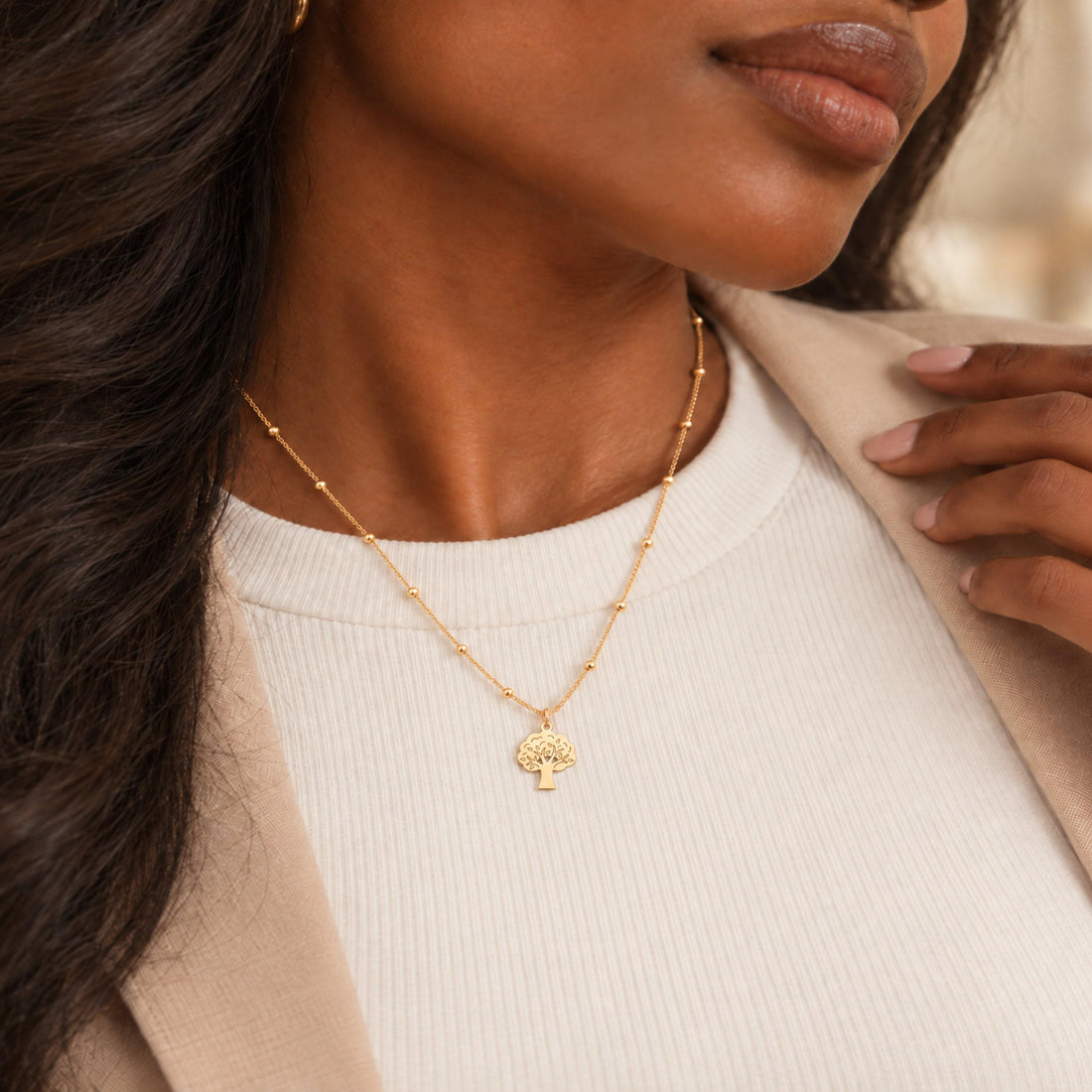 Leafy Tree Charm Necklace