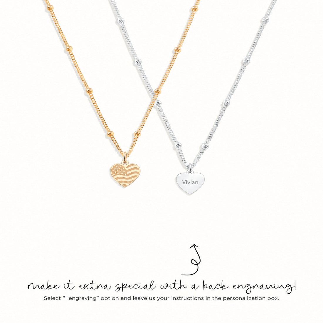 American Flag Heart Charm Necklace