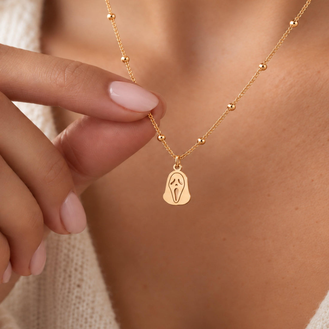 Scary Mask Charm Necklace
