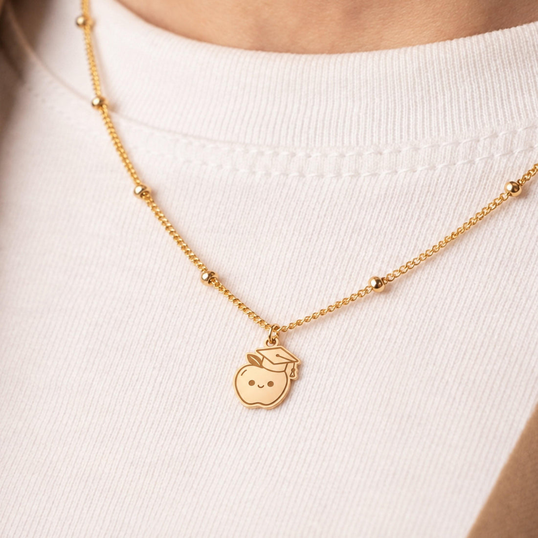 Graduation Apple Charm Necklace