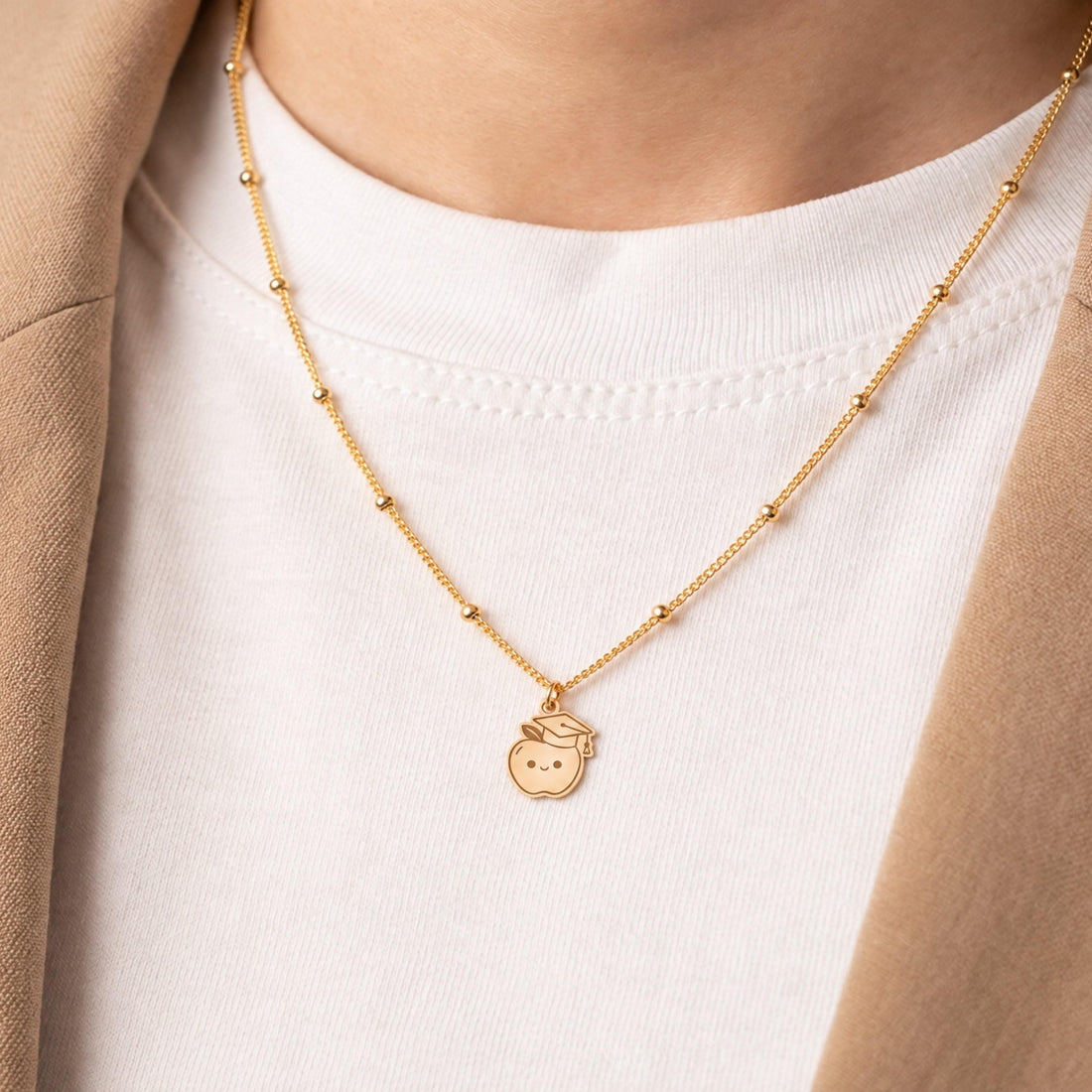 Graduation Apple Charm Necklace